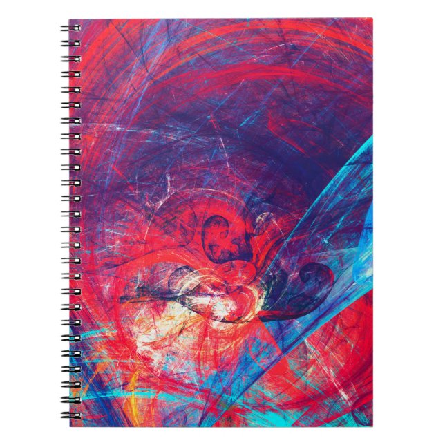 Abstract beautiful red and blue bright colour back notebook (Front)