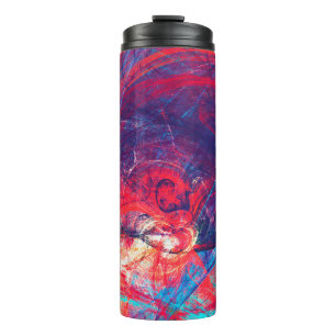 Abstract beautiful red and blue bright colour back thermal tumbler