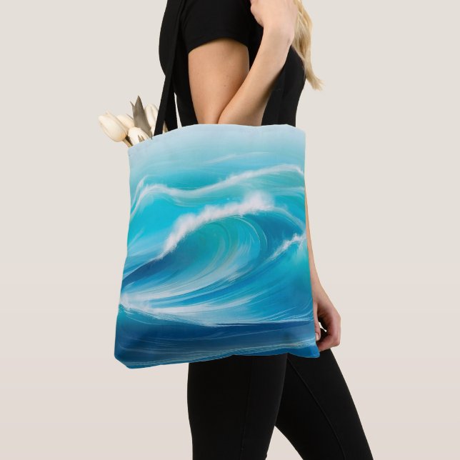 Abstract Beautiful Soft Blue Ocean Splash Waves  Tote Bag (Close Up)