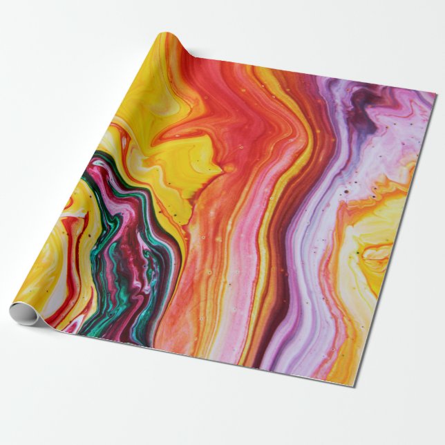 Abstract beautiful watercolor ocean wrapping paper (Unrolled)