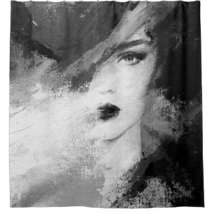 Abstract beautiful woman. fashion illustration. ac shower curtain
