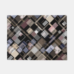 Abstract, beige, black, plaid doormat