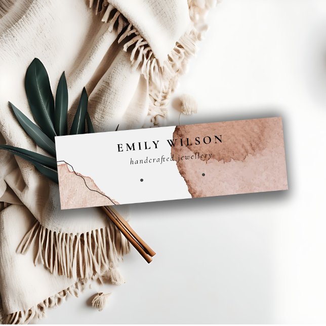 Abstract Beige Brown Watercolor Earring Display Mini Business Card (Creator Uploaded)