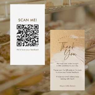Abstract Beige Gold Leave a Review QR Code Business Card