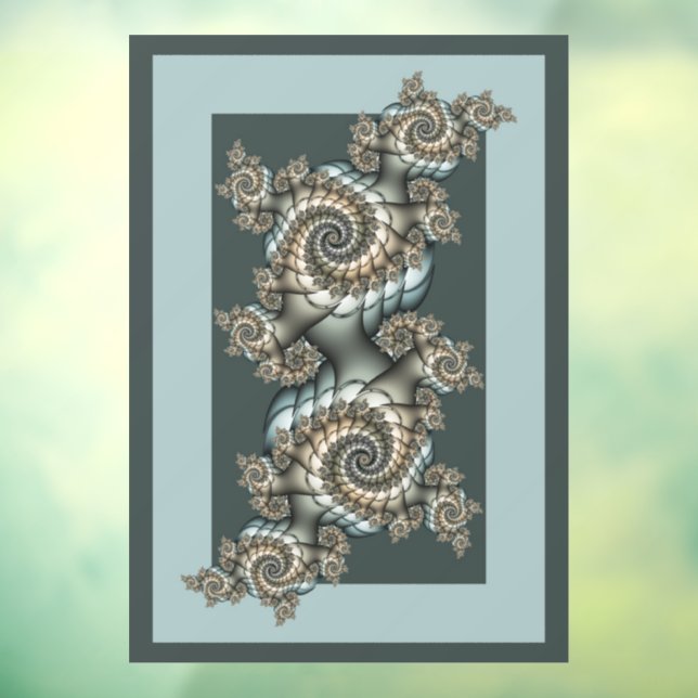 Abstract Beige Light Blue Fractal Art Spirals (Sheet 3)