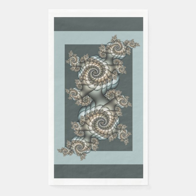 Abstract Beige Light Blue Fractal Art Spirals Napkin (Front)