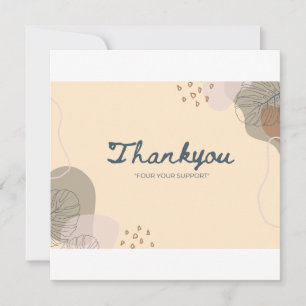 Abstract Beige Thank You Card – Minimalist Leaf & 