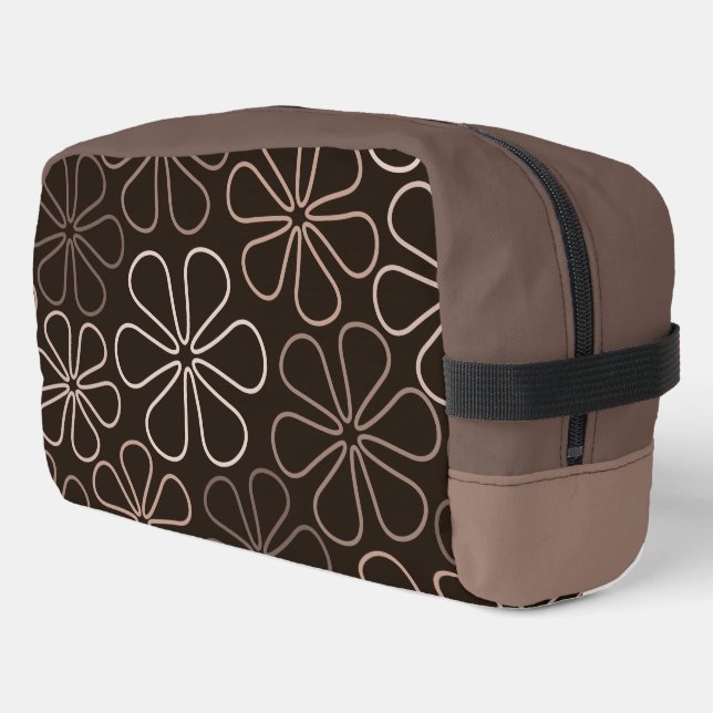 Abstract Big Flower Outlines Browns & Creams Dopp Kit (Left Corner)