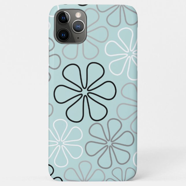 Abstract Big Flower Outlines BWG+Duck Egg Blue Case-Mate iPhone Case (Back)