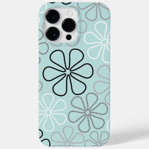 Abstract Big Flower Outlines BWG+Duck Egg Blue Case-Mate iPhone 14 Pro Max Case