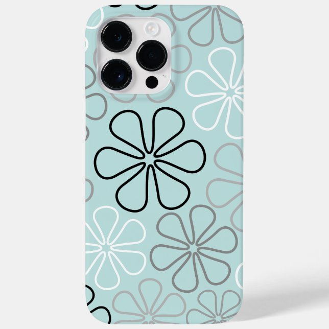 Abstract Big Flower Outlines BWG+Duck Egg Blue Case-Mate iPhone Case (Back)