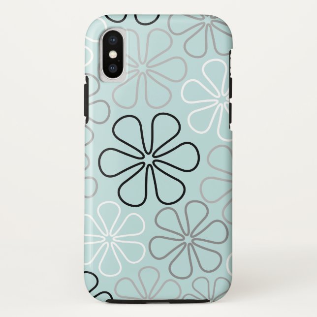 Abstract Big Flower Outlines BWG+Duck Egg Blue Case-Mate iPhone Case (Back)