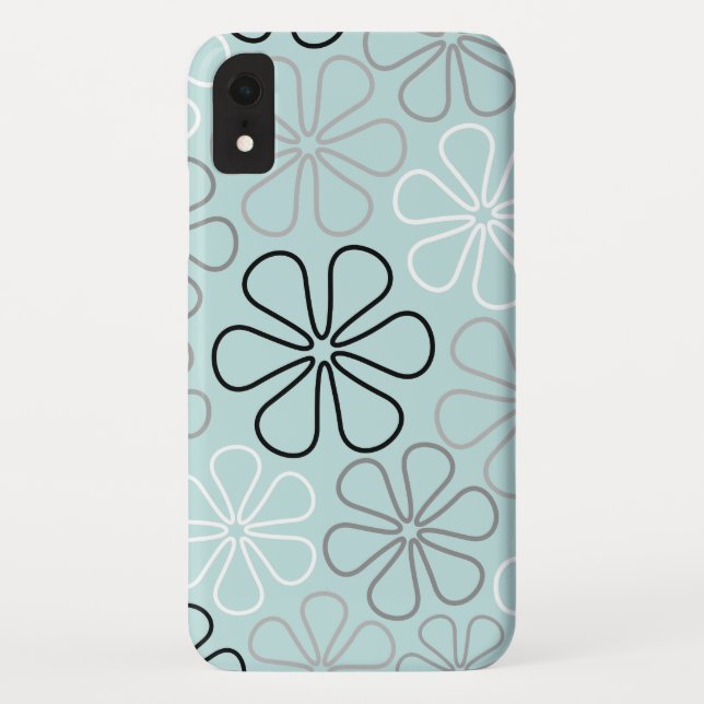Abstract Big Flower Outlines BWG+Duck Egg Blue Case-Mate iPhone Case (Back)
