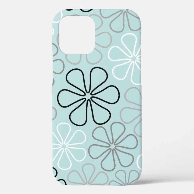 Abstract Big Flower Outlines BWG+Duck Egg Blue Case-Mate iPhone Case (Back)