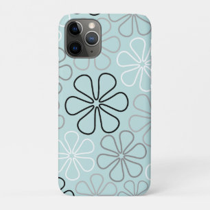 Abstract Big Flower Outlines BWG+Duck Egg Blue iPhone 11 Pro Case
