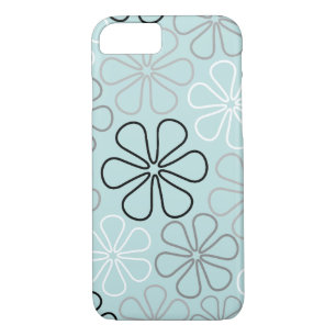 Abstract Big Flower Outlines BWG+Duck Egg Blue iPhone 8/7 Case