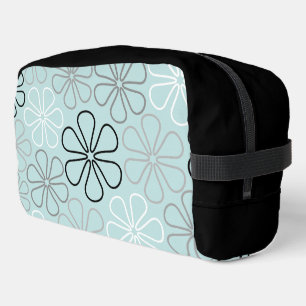 Abstract Big Flower Outlines BWG+Duck Egg Blue Dopp Kit