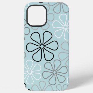 Abstract Big Flower Outlines BWG+Duck Egg Blue iPhone 12 Pro Max Case