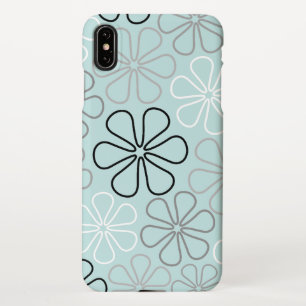Abstract Big Flower Outlines BWG+Duck Egg Blue iPhone Case