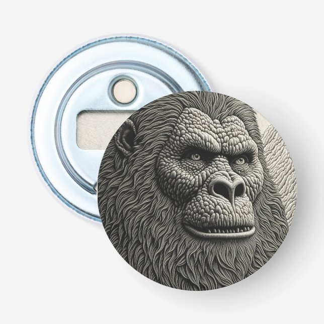 Abstract Bigfoot in Black and White Ai Art Bottle Opener (Front)