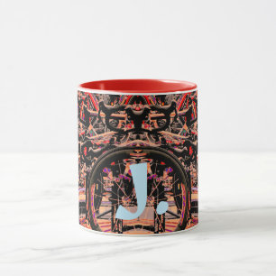 Abstract Bikes Bottle with Monogram Mug