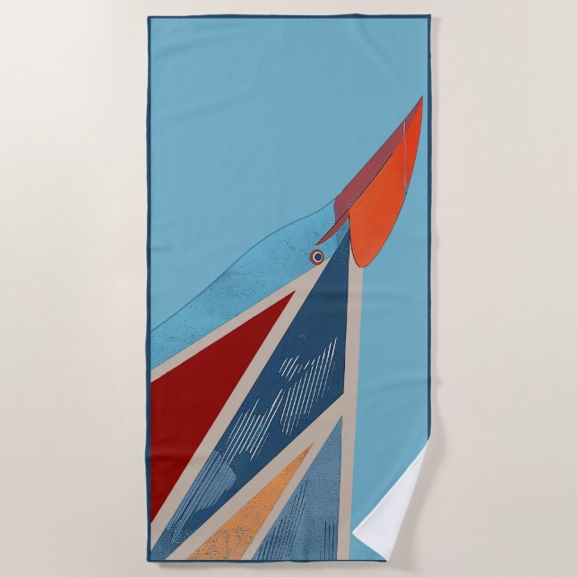 Abstract Bird Beach Towel – Vibrant and Artistic (Front)