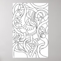 Abstract Bird Deco Art Colouring Page
