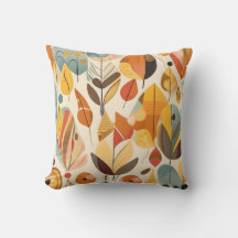 Abstract Bird + Leaves 2-in-1 Decorative Pillow