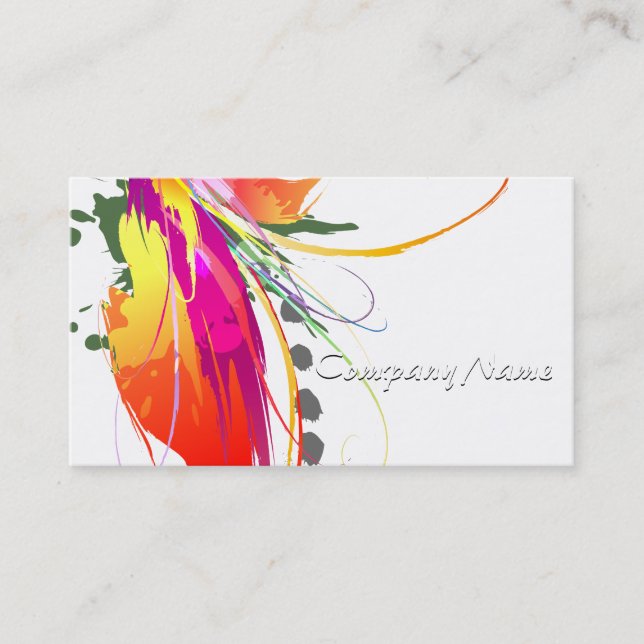 Abstract Bird of Paradise Paint Splatters Business Card (Front)