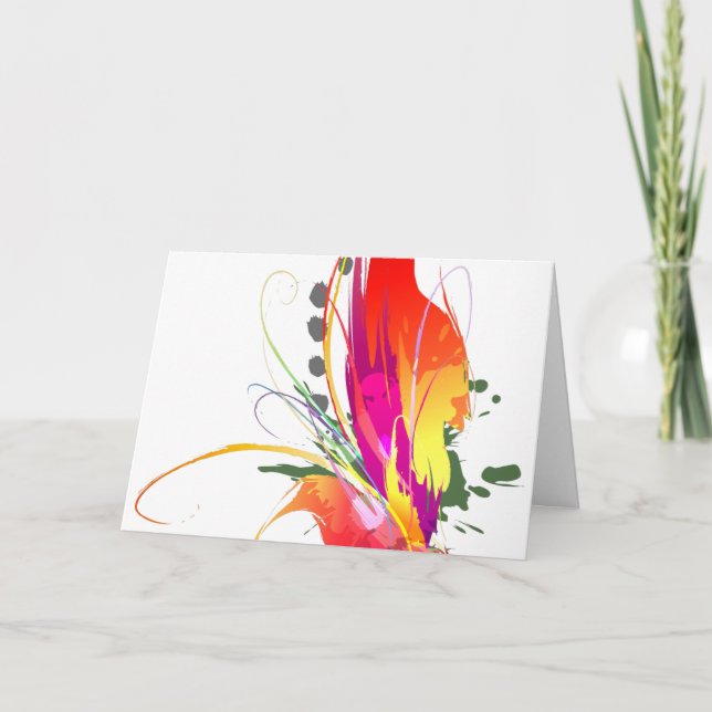 Abstract Bird of Paradise Paint Splatters Card (Front)