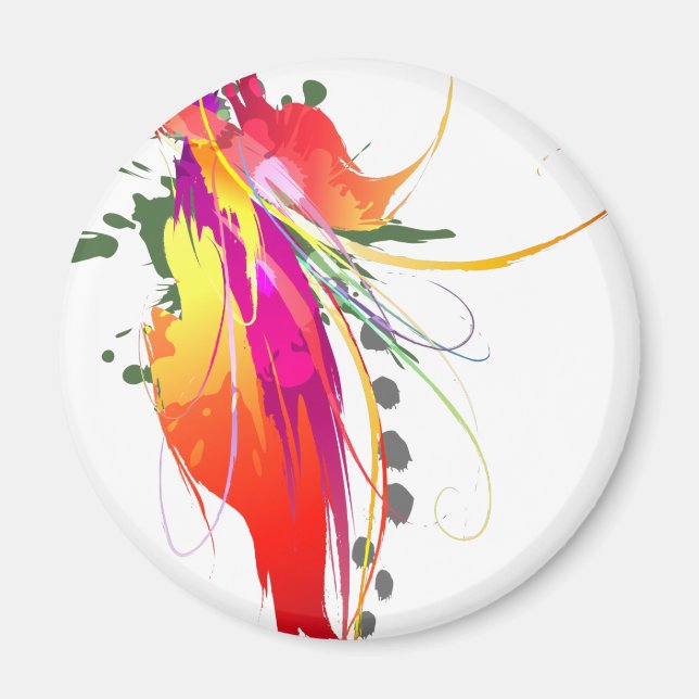 Abstract Bird of Paradise Paint Splatters Magnet (Front)