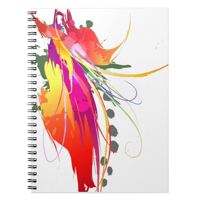 Abstract Bird of Paradise Paint Splatters Notebook (Front)