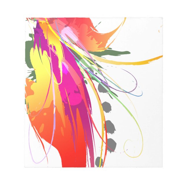 Abstract Bird of Paradise Paint Splatters Notepad (Front)