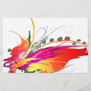 Abstract Bird of Paradise Paint Splatters Stationery