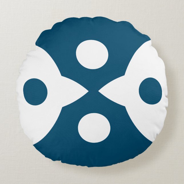Abstract Birds Bold Simple Design Ocean Blue Round Cushion (Front)