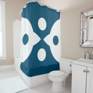 Abstract Birds Bold Simple Design Ocean Blue Shower Curtain