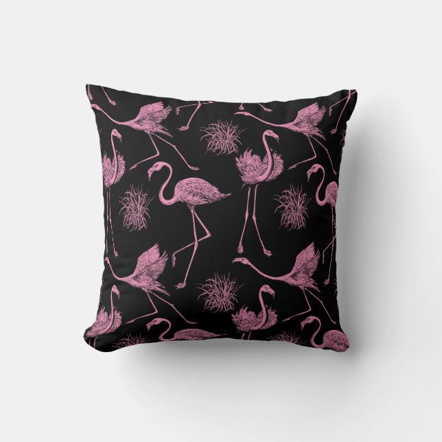 Abstract Birds: Monochrome Fashion Pattern Cushion (Front)