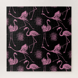 Abstract Birds: Monochrome Fashion Pattern Jigsaw Puzzle
