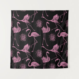 Abstract Birds: Monochrome Fashion Pattern Tapestry