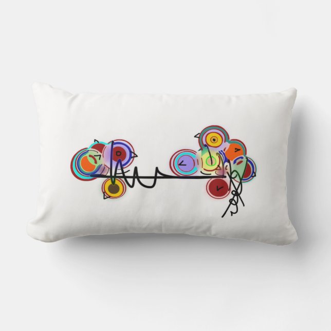 abstract birds on a fence lumbar cushion (Front)