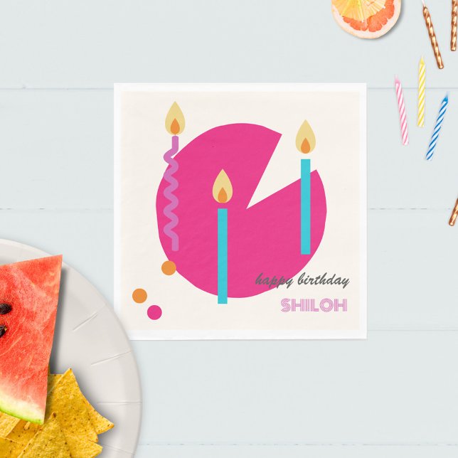 Abstract Birthday Cake With Candles Modern Napkin (Creator Uploaded)