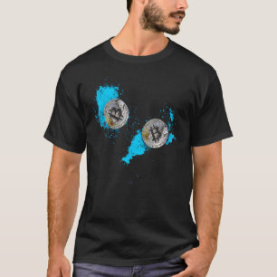 Abstract Bitcoin Art Design - Blue Paint Splashes T-Shirt