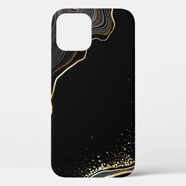 abstract black agate background with golden veins, Case-Mate iPhone case (Back)