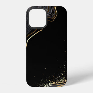 abstract black agate background with golden veins, iPhone 12 case
