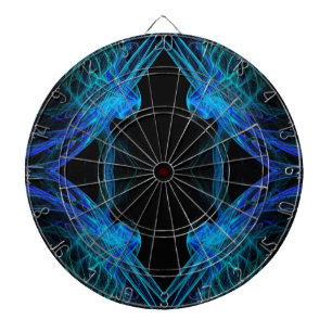Abstract Black and Blue Fractal Dart Board