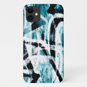 Abstract black and blue graffiti iPhone 11 case