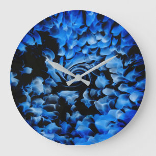 Abstract Black and Blue Large Clock