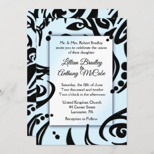 Abstract Black and Blue Tribal Wedding Invitation