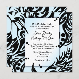 Abstract Black and Blue Tribal Wedding Invitation