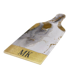 Abstract Black and Gold Agate Marble Swirl Cutting Board